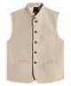Charchit Cotton Blend Sleeveless Cable Knit Embroidered Nehru Jacket - Cream