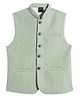 Charchit Cotton Blend Sleeveless Cable Knit Embroidered Nehru Jacket - Light Green