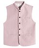 Charchit Cotton Blend Sleeveless Cable Knit Embroidered Nehru Jacket - Peach
