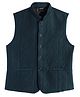 Charchit Cotton Blend Sleeveless Cable Knit Embroidered Nehru Jacket - Turquoise Blue