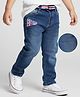 Babyhug Denim Full Length Wahsed Jeans With Stretch &  Belt - Navy Blue
