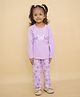 Little Ginnie Cotton Knit Full Sleeves Butterflies Printed Night Suit Set - Lavender