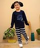 Little Ginnie Cotton Knit Full Sleeves Paw Some Sleeper Text Printed Night Suit Set - Blue