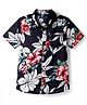 Pine Kids Viscose Woven Half Sleeves Shirt With Floral Print - Black