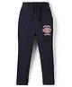Olio Kids Cotton Knit Full Length Lounge Pant With Text Print - Navy Blue