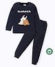 BLUSHES 100% Cotton Knit Full Sleeves Baby Animals Printed Night Suit Set - Navy Blue
