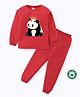 BLUSHES 100% Cotton Knit Full Sleeves Baby Animals Printed Night Suit Set - Red