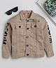 Ministitch Cotton Woven Full Sleeves Typography Printed Jacket - Beige