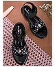 Stefens Bow Applique Detailed Polka Dots Designed Sandals - Black