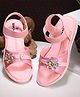Stefens Floral Applique Beads Embellished Slip On Sandals - Pink