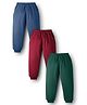 Primo Gino 100% Cotton French Terry Full Length Solid Color Trackpants  Pack of 3 -  Navy Blue Maroon & Green