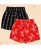 Cutecumber Pack Of 2 Floral Printed Shorts - Black & Red