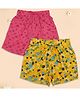 Cutecumber Pack Of 2 Floral Printed Shorts - Pink & Yellow