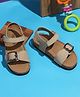 TRUFFLE COLLECTION Colour Blocked Double Velcro Closure Sandals - Beige