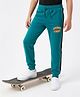 Honeyhap 100% Cotton Knit Full Length Lounge Pant With Bio Finish & Text Print - Teal Green