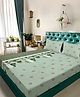 Klotthe Green Floral 300 TC Cotton Blend Double Bedsheet with 2 Pillow Covers