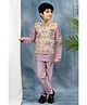 BT DEZINES Silk Blend Woven Full Sleeves Solid Kurta & Pyjama With Floral Embroidered Jacket Set - Lilac
