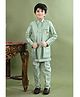 BT DEZINES Silk Blend Woven Full Sleeves Solid Sherwani & Pant With Chevron Embroidered Jacket & Necklace Set - Light Green