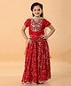 MASTARANG Woven Half Sleeves  Floral Embroidered Lehenga Choli With Dupatta Set - Red
