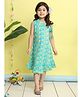 Kinder Kids Cotton Woven Sleeveless Fish Printed Tiered Dress - Green