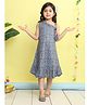 Kinder Kids Cotton Woven Sleeveless Baby Giraffes Printed Tiered Dress - Grey
