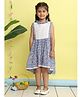Kinder Kids Cotton Woven Sleeveless Schiffli Lace Detailed Floral Printed High Low Dress - Blue & Pink