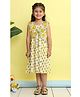 Kinder Kids Cotton Woven Sleeveless Floral Printed Dress & Jacket Set - Yellow