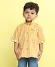 Kinder Kids Cotton Woven Half Sleeves Striped Shirt - Yellow