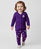 Babyoye Knit Full Sleeves Thermal Inner Wear Set With Heart Print - Purple