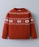 Mark & Mia Viscose Raglan Full Sleeves Pullover Sweater with Cable Knit & Fair Isle Design - Rust Orange