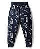 Evimo Single Jersey Knit Full Length Lounge Pant With Dino Skateboarding Print - Navy Blue