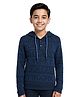 CAVIO Cotton Blend Knit Full Sleeves Team Work Text Printed Hooded Tee - Blue