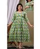 NEVISHA STYLE Cotton Woven Three Fourth Sleeeves Abstract Printed Maternity Kurta With Nursing Access - Green