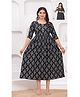 NEVISHA STYLE Cotton Woven Three Fourth Sleeves Abstract Printed Maternity Kurta With Side Zipper Nursing Access - Black