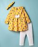 WOW Clothes Looper Knit Full Sleeves Top & Leggings Set With Cupcake Print & Headband - Golden