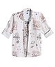 CAVIO Cotton Blend Woven Full Sleeves Space Theme Printed Shirt With Inner Tee Set - Cream
