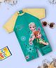 Yellow Bee Disney Half Raglan Sleeves Elsa & Anna Printed Legged Swimsuit - Green & Yellow