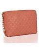Kleio Quilted Pu Leather Crossbody Shoulder Slingbag With Chain Strap - Coral