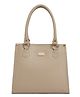 Kleio Pu Leather Zipper Multi Compartment Tote Shoulder Travel Hand Bag - Beige