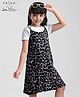 Arias Cotton Knit Printed Frock With Half Sleeves Inner Tee - Black
