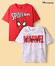 Honeyhap Marvel Single Jersey Knit Half Sleeves Drop Shoulder T-Shirts with Spider-Man Graphics Pack of 2 - Red & White