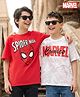 Honeyhap Marvel Single Jersey Knit Half Sleeves Drop Shoulder T-Shirts with Spider-Man Graphics Pack of 2 - Red & White