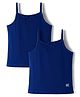Kookie Kids Cotton Lycra Knit Sleeveless Solid Color Slips with Bow Applique Pack of 2 - Navy Blue