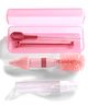5 In 1 Portable Cleaning Brush With Case-Pink| Bottle & Nipple Cleaning Brush| Straw Brush| Handy Spray Can for Cleaning Solution| Travel Kit
