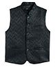 Charchit Cotton Woven Sleeveless Chevron Glitter Printed Nehru Jacket - Dark Green