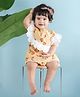 Nature Nook Kids Cotton Woven Sleeveless Cherries Printed Schiffli Lace Detailed Dress - Peach