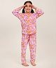 Campana Rayon Woven Full Sleeves Floral Printed Coordinating Night Suit Set - Pink
