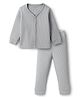 Kanvin Cotton Full Sleeves Solid Color Thermal Vest & Pant Set - Grey