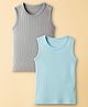 Kanvin Cotton Modal Knit Sleeveless Solid Color Thermal Inner Wear Vest Pack of 2 - Grey & Aqua Blue