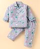 Enfance Core Full Sleeves Snowman & Heart Printed Coordinating Night Suit Set - Grey